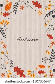 Abstract flat autumn leaves frame vector for decoration on autumn festival.