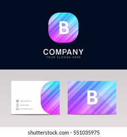 Abstract flat B icon sign symbol company logo with business card vector design