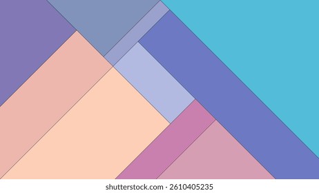 ABSTRACT FLAT BACKGROUND WITH GEOMETRIC DIAGONAL SHAPES PASTEL COLORFUL DESIGN VECTOR TEMPLATE FOR WALLPAPER, COVER DESIGN