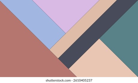 ABSTRACT FLAT BACKGROUND WITH GEOMETRIC DIAGONAL SHAPES PASTEL COLORFUL DESIGN VECTOR TEMPLATE FOR WALLPAPER, COVER DESIGN