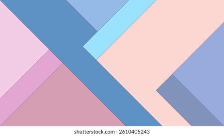 ABSTRACT FLAT BACKGROUND WITH GEOMETRIC DIAGONAL SHAPES PASTEL COLORFUL DESIGN VECTOR TEMPLATE FOR WALLPAPER, COVER DESIGN