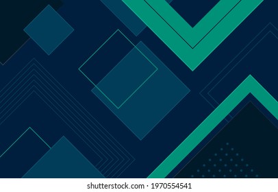 abstract flat background with geometric shapes dark green and blue color vector