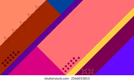 ABSTRACT FLAT BACKGROUND  WITH GEOMETRIC SHAPES BLUE ORANGE PURPLE COLORFUL DESIGN VECTOR TEMPLATE FOR WALLPAPER, COVER DESIGN