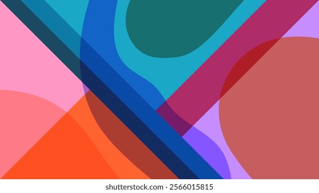ABSTRACT FLAT BACKGROUND  WITH GEOMETRIC SHAPES BLUE ORANGE PURPLE COLORFUL DESIGN VECTOR TEMPLATE FOR WALLPAPER, COVER DESIGN
