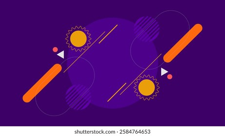 ABSTRACT FLAT BACKGROUND WITH GEOMETRIC SHAPES PURPLE ORANGE COLORFUL DESIGN VECTOR TEMPLATE FOR WALLPAPER, COVER DESIGN