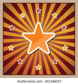 Abstract flat background with glow stars and rays. Eps 10