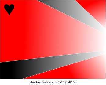 Abstract flat background. Heart poker card symbol. Can be used as a game card, name, banner, cover, background with a black and red stripe pattern.