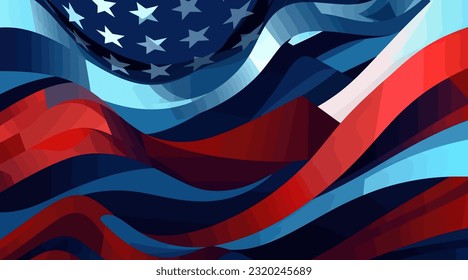 Abstract flat background with USA flag. Vector illustration