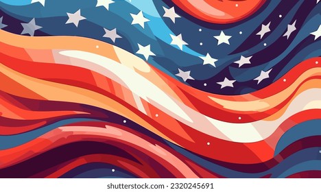 Abstract flat background with USA flag. Vector illustration