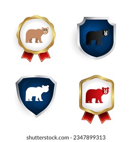 Resumen La insignia animal de oso plano y la colección de etiquetas, se pueden usar para diseños de negocios, presentaciones o cualquier diseño adecuado.