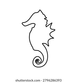Abstract Flat Black Outline Sea Horse Icon