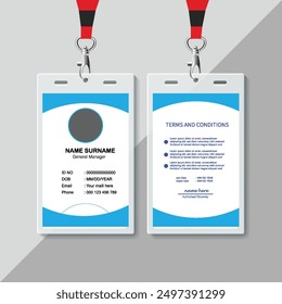 Abstract Flat Blue Id Card Design, Professional Identity Card Template