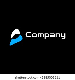 abstract flat blue tech modern logo