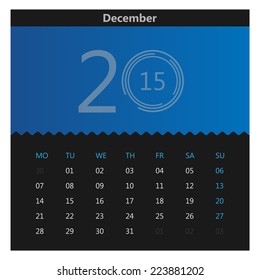 Abstract flat calendar. 2015 december