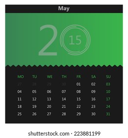 Abstract flat calendar. 2015 may