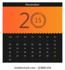 Abstract flat calendar. 2015 november