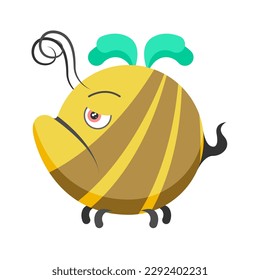Abstract Flat Cartoon Animal Insect Beetle Bee Fly Honey Yellow Animal Vector Design Style Elements Fauna Wildlife