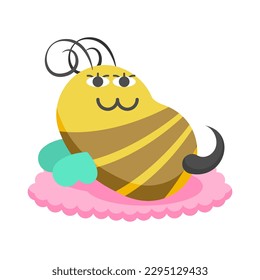 Abstract Flat Cartoon Animal Insect Beetle Bee On The Pillow Fly Honey Yellow Animal Vector Design Style Elements Faunaa Wildlife
