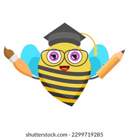 Abstrakter flacher Cartoon Tierinsekt Käfer Student Fly Honey Gelb Animal Vector Design Stilelemente Fauna Tierwelt