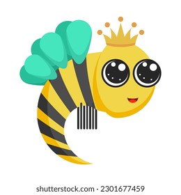 Abstract Flat Cartoon Animal Insect Beetle Bee With Crown Fly Honey Yellow Animal Vector Design Style Elements Fauna Wildlife