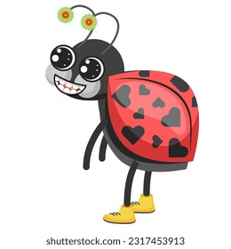 Abstract Flat Cartoon Animal Insect Ladybug Vector Design Style Elements Fauna Wildlife