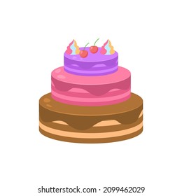 Abstract Flat Cartoon Christmas Cake Sweet Xmas Happy New Year Vector Design Style Element Isolated Protection Concept