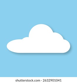 Abstract flat cartoon cloud icon with shadow on blue background. Vector EPS 10.