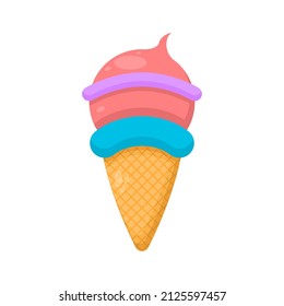Abstract Flat Cartoon Color Ice Cream Sweet Food Concept Vector Design Style Elements With Shadows Taste Delicious