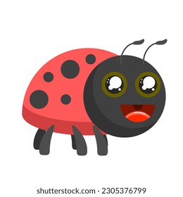 Abstract Flat Cartoon Different Animal Insect Ladybug Stand, Fly Vector Design Style Elements Fauna Wildlife