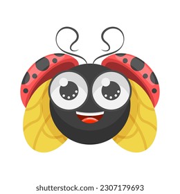 Abstract Flat Cartoon Different Animal Insect Ladybug Stand, Fly Vector Design Style Elements Fauna Wildlife
