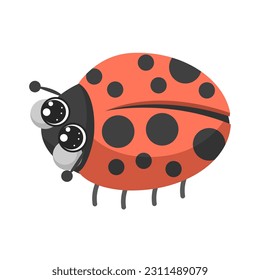 Abstract Flat Cartoon Different Animal Insect Ladybug Stand, Fly Vector Design Style Elements Fauna Wildlife