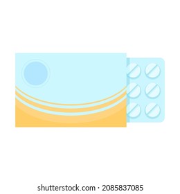 Resumen Cartoon plana Vector Caja de la píldora Comprimidos Elemento de diseño de vitamina Medicina Protección aislada Concepto de enfermedad médica