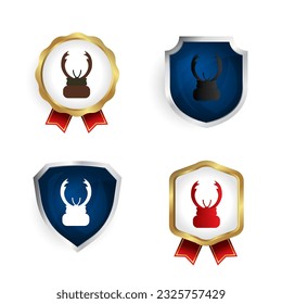 Abstract Flat Chalcosoma Head Badge and Label Collection, can be used for business designs, presentation designs or any suitable designs.