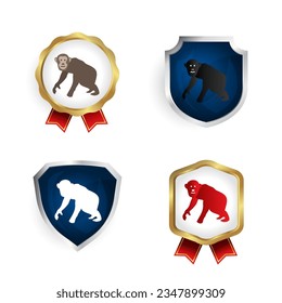 Abstract Flat Chimpanzee Animal Badge and Label Collection, can be used for business designs, presentation designs or any suitable designs.