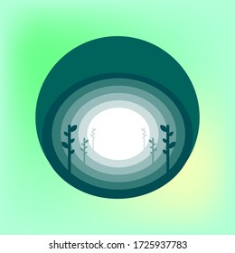 ABSTRACT FLAT CIRCLE TREE LOGO DESIGN VECTOR