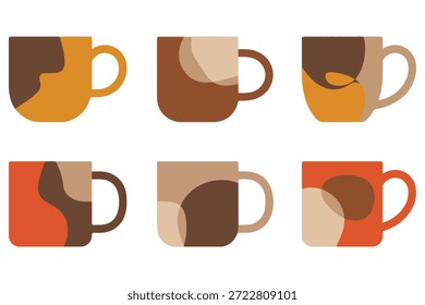 Abstractas taza de café plana en estilo minimalista moderno
