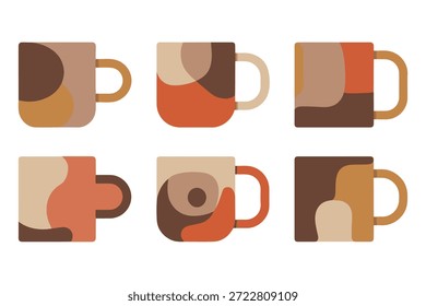Abstractas taza de café plana en estilo minimalista moderno
