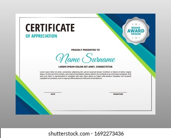 Green Certificate Appreciation Design Template Luxury Stock Vector ...