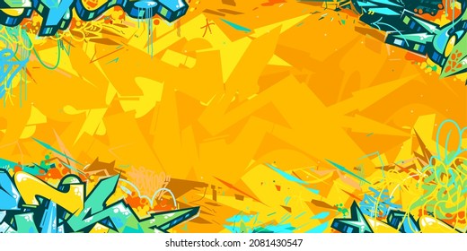 Abstract Flat Colorful Hip Hop Street Art Graffiti Style Urban Calligraphy Vector Illustration Background Art