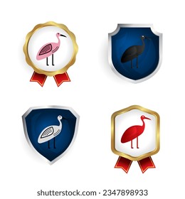 Abstract Flat Crane Bird Animal Badge and Label Collection, can be used for business designs, presentation designs or any suitable designs.