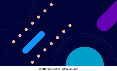 ABSTRACT FLAT DARK BLUE BACKGROUND WITH GEOMETRIC SHAPES COLORFUL DESIGN VECTOR TEMPLATE FOR WALLPAPER, COVER DESIGN