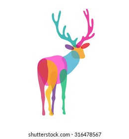 Abstract flat deer isolated on a white backgrounds. Design element. Vector illustration