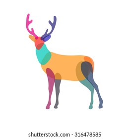 Abstract flat deer isolated on a white backgrounds. Design element. Vector illustration