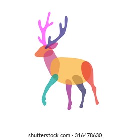Abstract flat deer isolated on a white backgrounds. Design element. Vector illustration