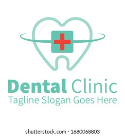Abstract flat dental clinic logo design template
