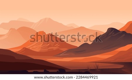 abstract flat desert mountain landscape vector background. scenery flat desert mountain landscape vector background. earth tone scenery flat desert mountain landscape vector