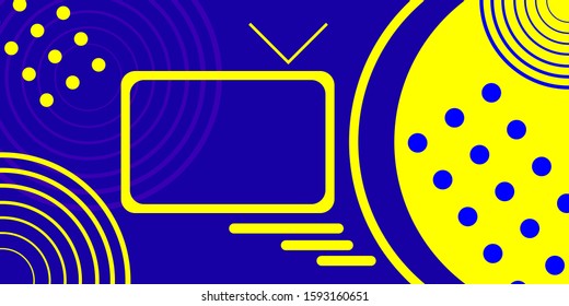 Abstract flat design background. Yellow geometric shapes randomly located on a blue background.