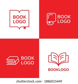 abstract flat design book logo templates set
