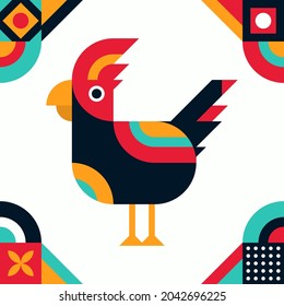 Abstract Flat Design Chicken Mosaic