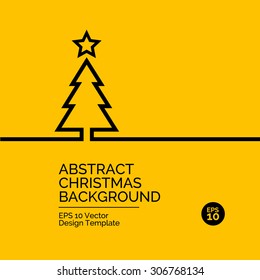 Abstract flat design concept with christmas tree illustration on yellow background. Vector collection